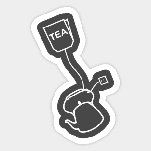 Tea bag and kettle (white print) Sticker